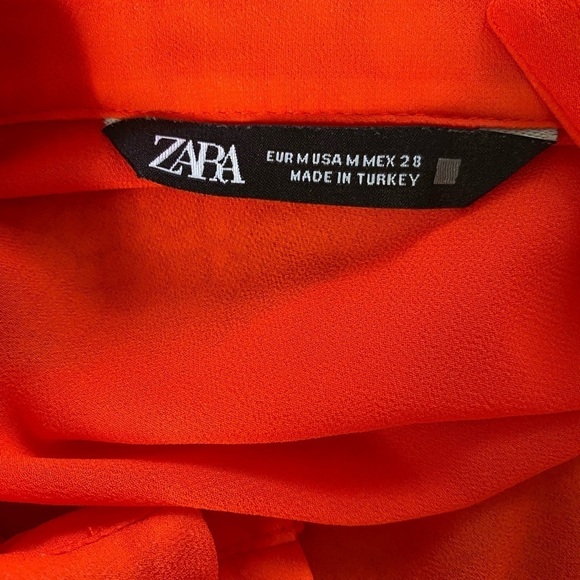 ZARA Pleaded Long Platted Sleeve Collared Button Up Blouse Top, Sz: Medium - Picture 9 of 9